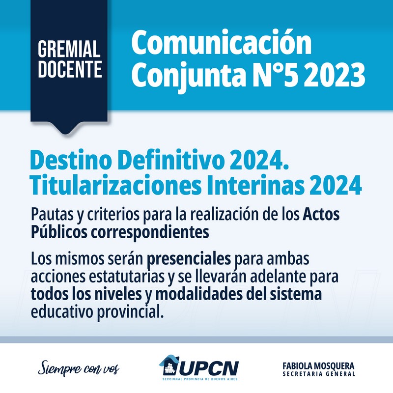 Gremial docente: Comunicación Conjunta N° 5/2023
