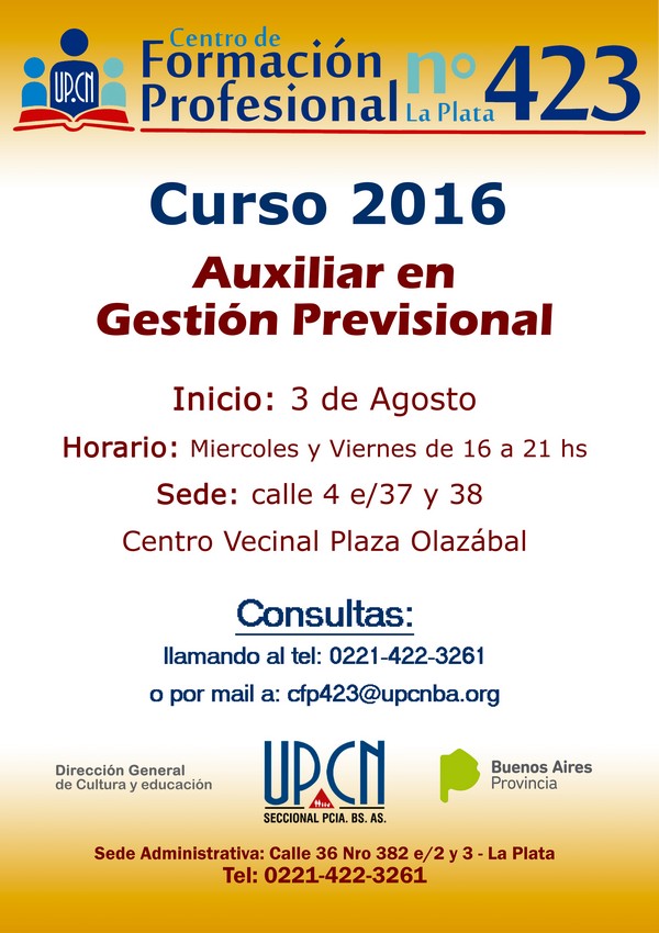 Inscriben a curso de Auxiliar en Gestión Previsional