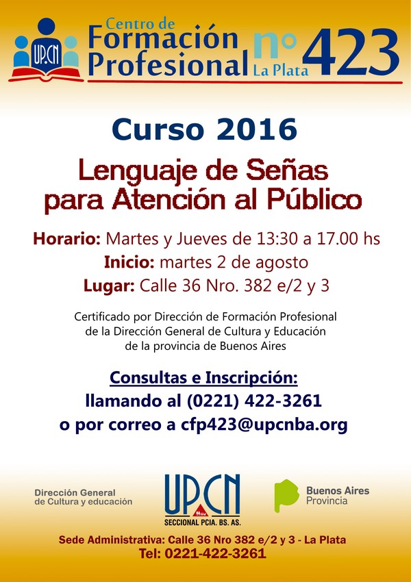 El CFP N° 423 inscribe a curso de Lenguaje de Señas para atención al público