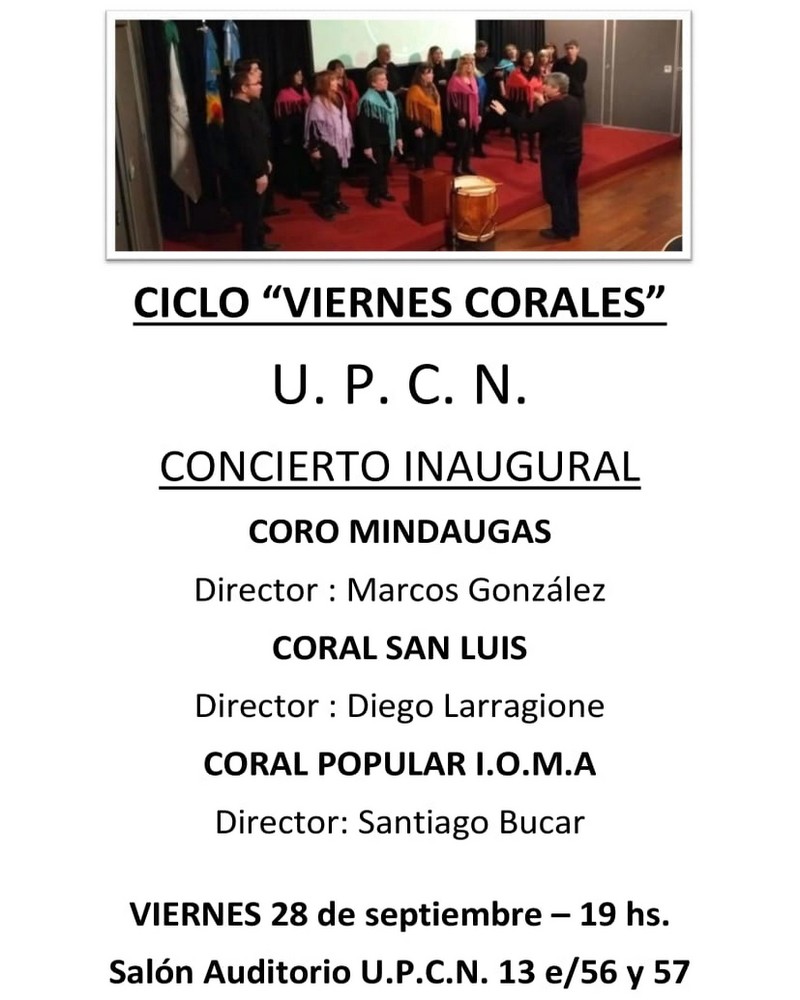 La secretaría de Cultura invita al encuentro coral Viernes Corales en UPCN