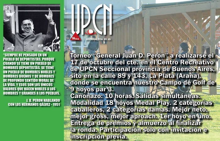 UPCN organizará el torneo de golf General Juan Domingo Perón