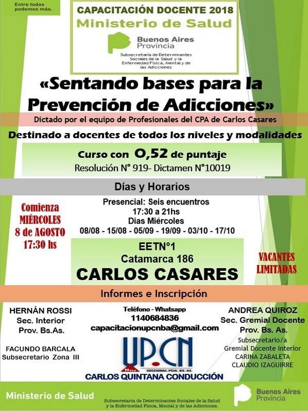 UPCN invita a capacitación docente en Carlos Casares