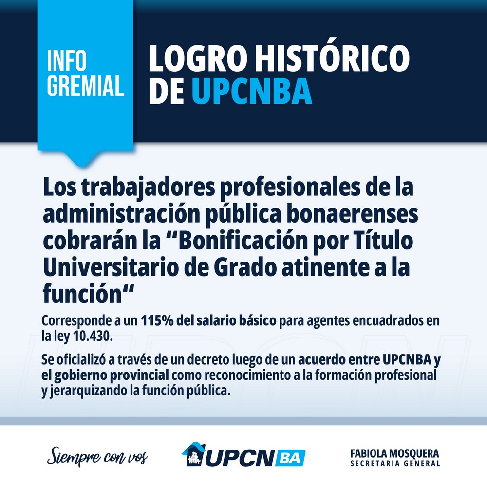 Trabajadores profesionales de la Administración Pública bonaerense cobrarán una bonificación por título universitario de grado atinente a la función