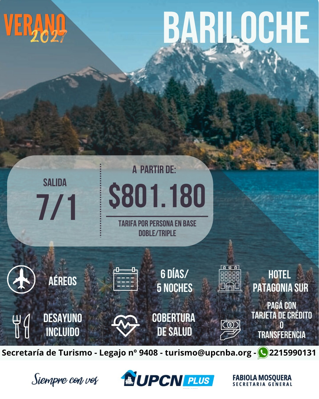 Bariloche - Verano 2027 - Salida 7/1 - desde $801.180